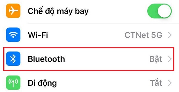 bật bluetooth